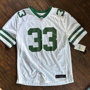 NFL White and Green Jersey with Number 33